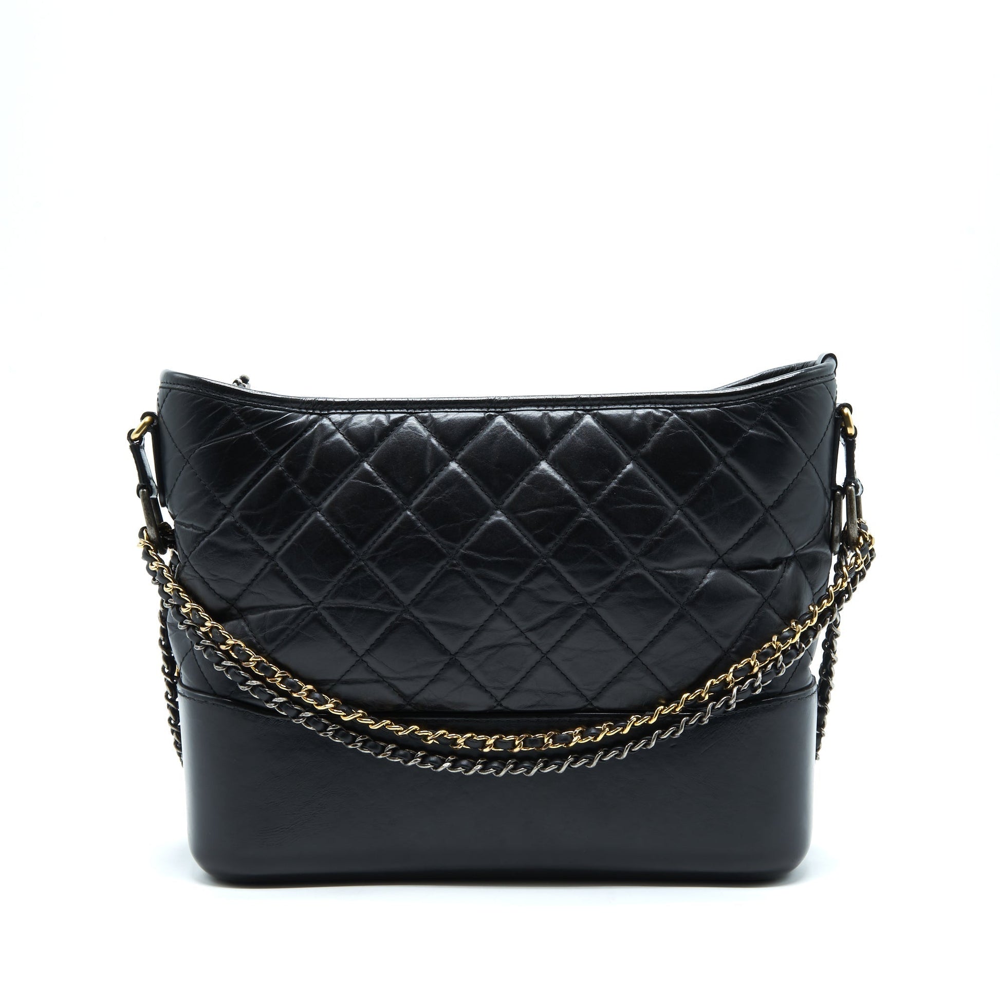 Chanel Gabrielle Hobo Sliver Hardware Black Gold Shoulder Bag