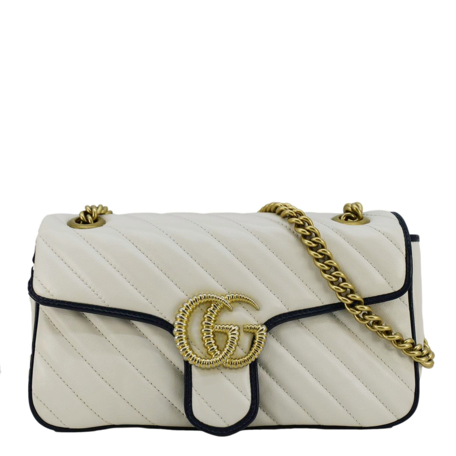 Gucci Marmont Small Diagonal Crossbody Bag Leather Matelasse