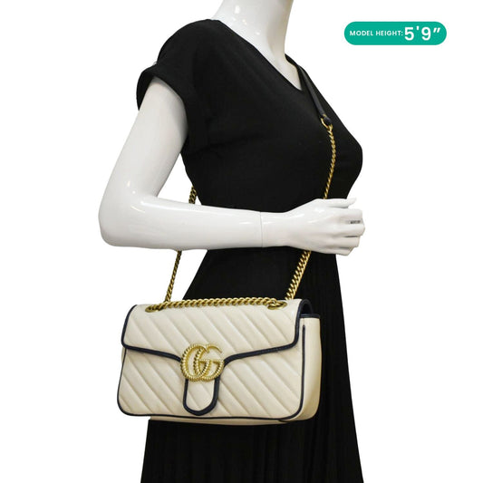 Gucci Marmont Small Diagonal Crossbody Bag Leather Matelasse