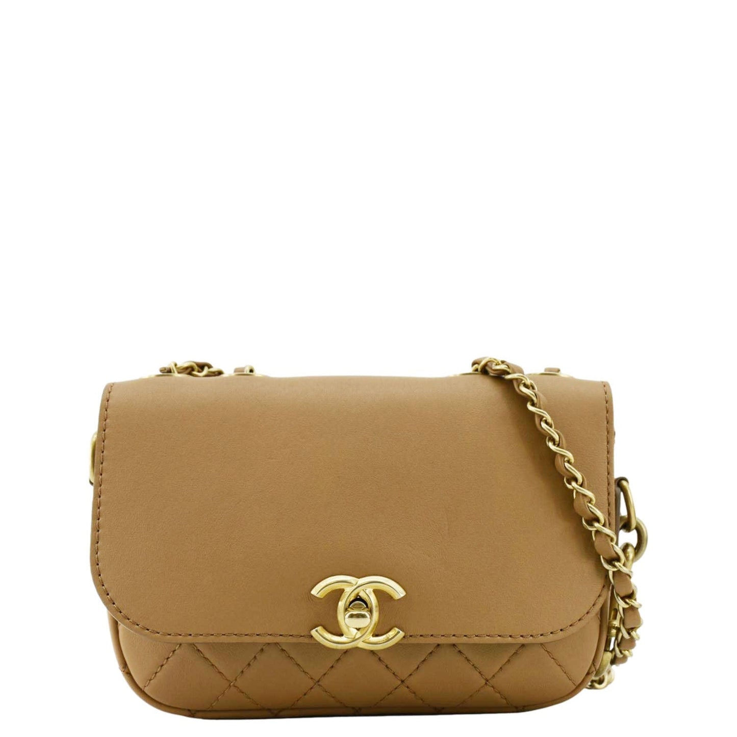 Chanel Multi Pouching Flap Coin Purse Leather Calfskin Brown Wallet Case