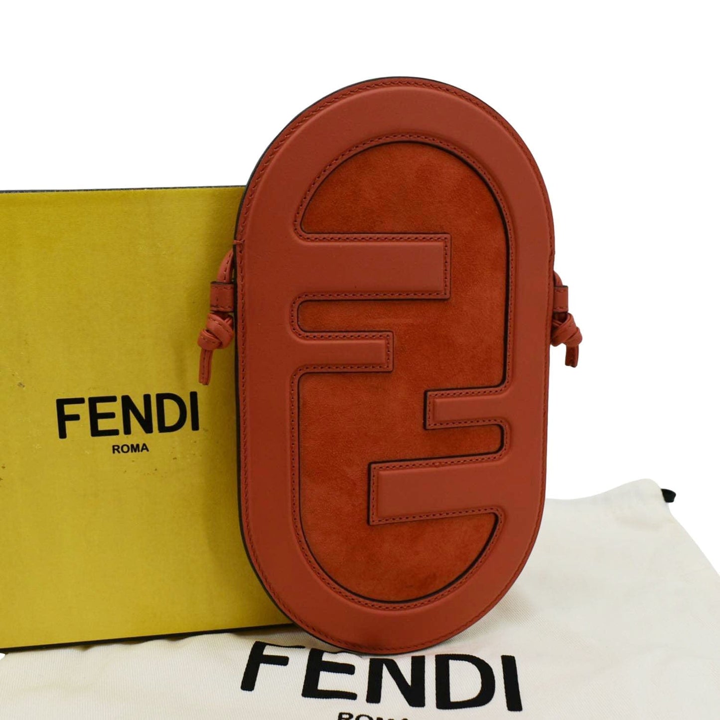 Fendi Lock Grace Camoscio Camera Bag Leather Vitello Orange Travel Bag