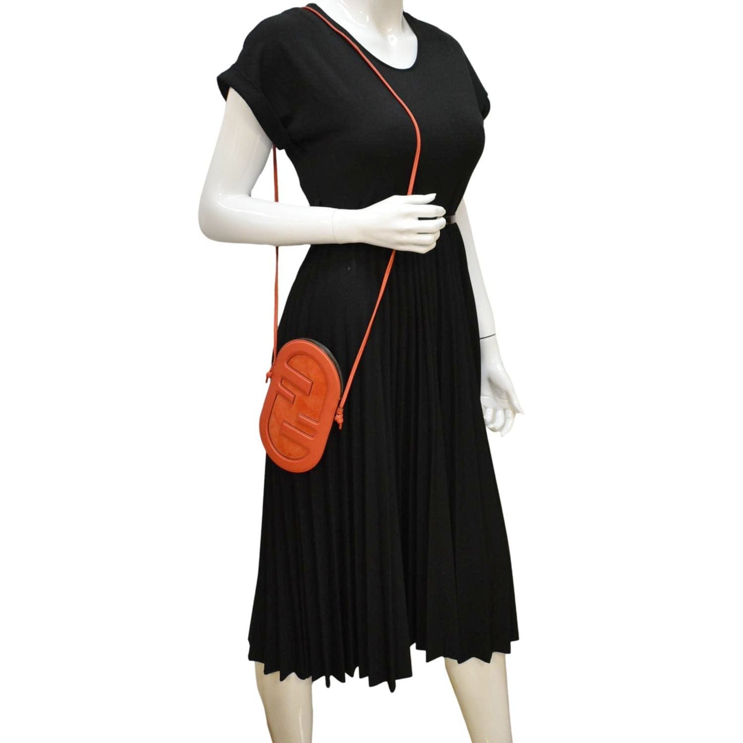 Fendi Lock Grace Camoscio Camera Bag Leather Vitello Orange Travel Bag
