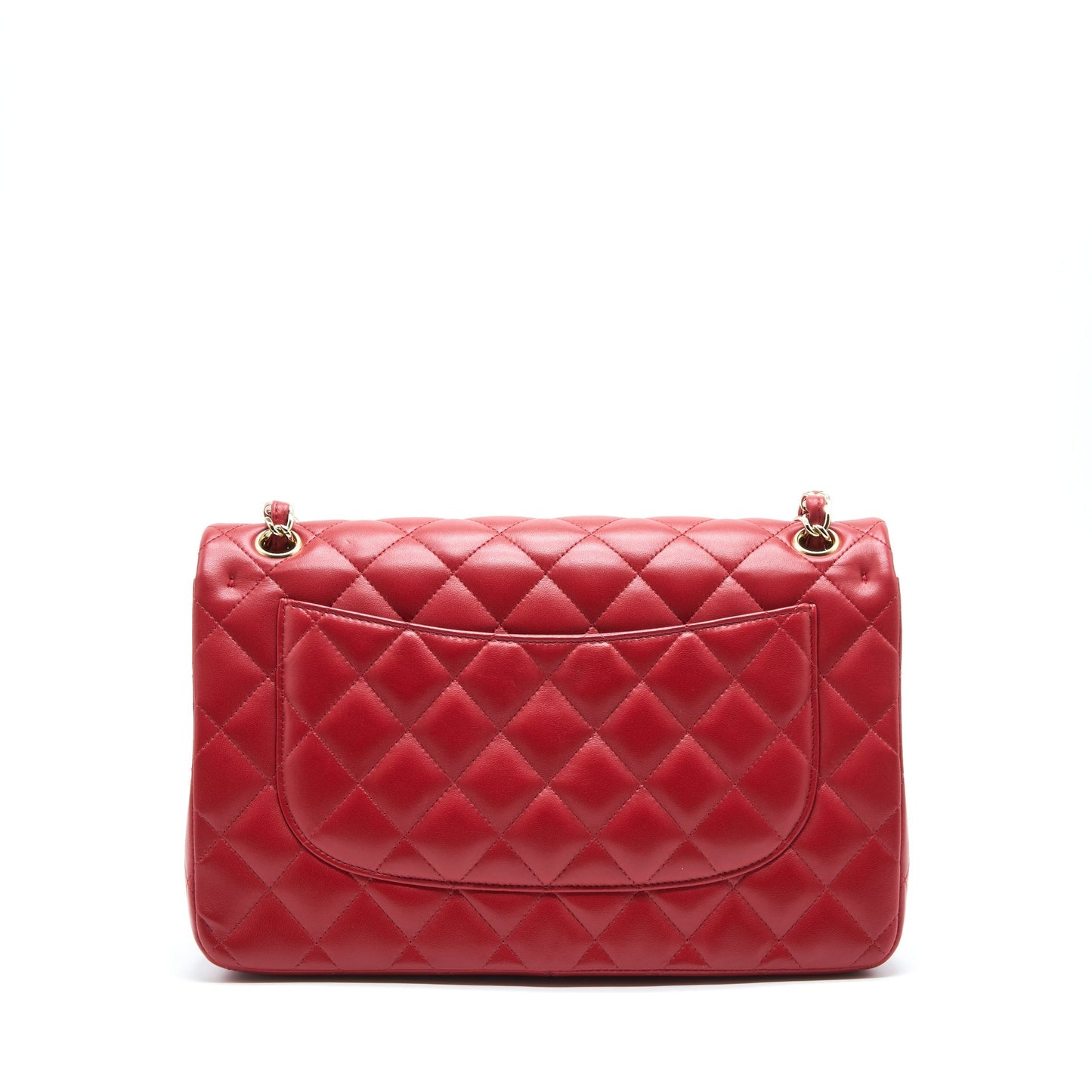 Chanel Classic Jumbo Double Flap Lambskin LGHW Red Shoulder Bag