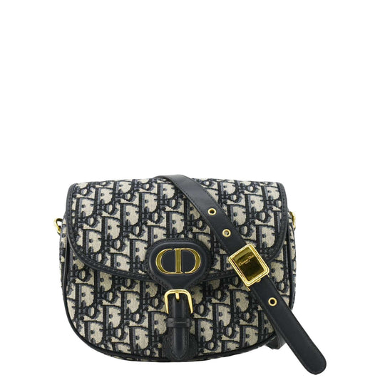 Dior Bobby Oblique Jacquard Crossbody Bag Navy Canvas Blue