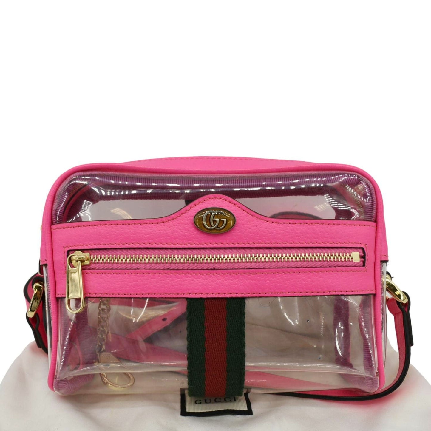 Gucci Ophidia Web Pvc Shoulder Bag Fluorescent Fuchsia Mini