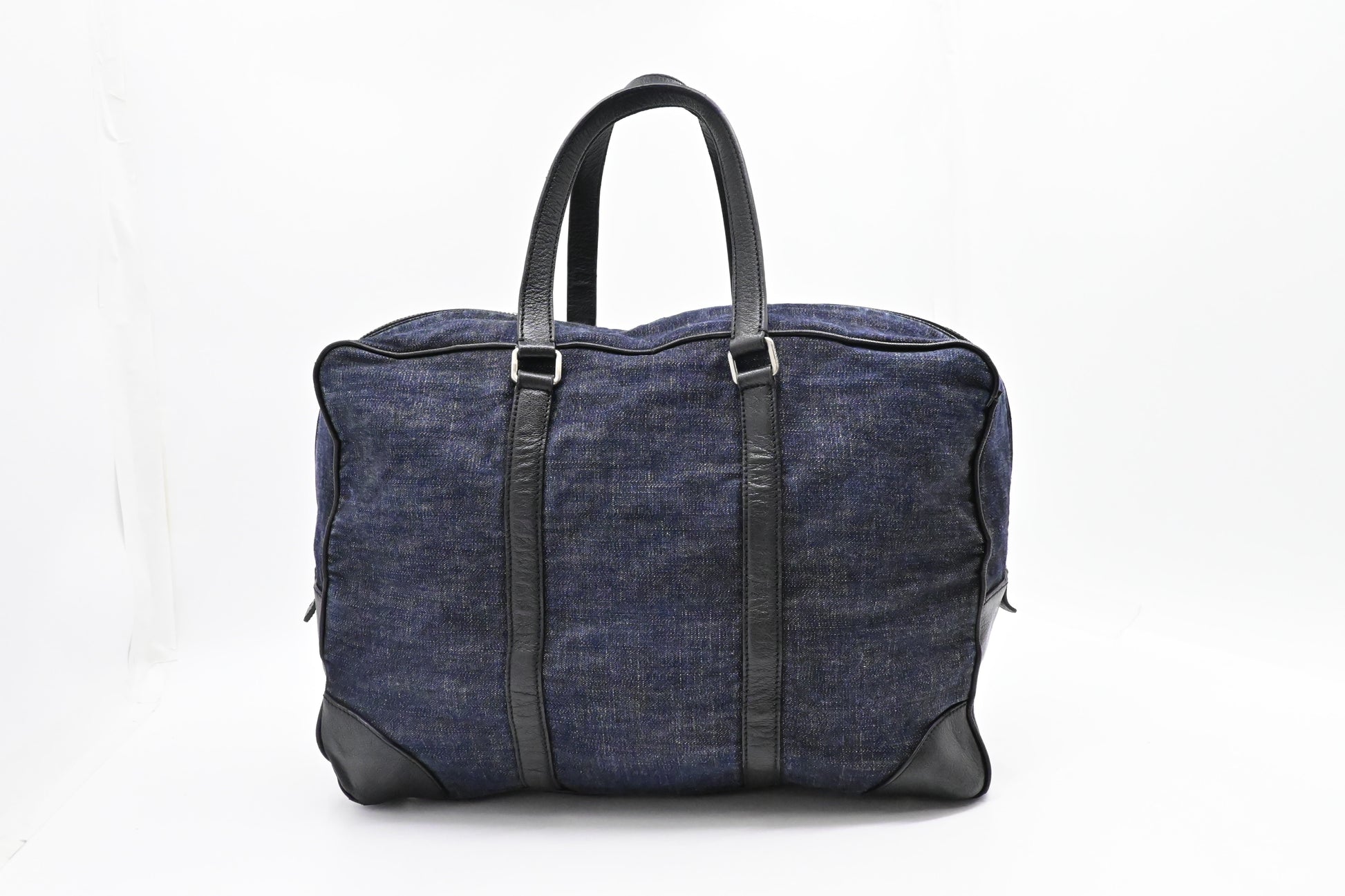 Prada Duffle Bag In & Leather Denim Travel Bag