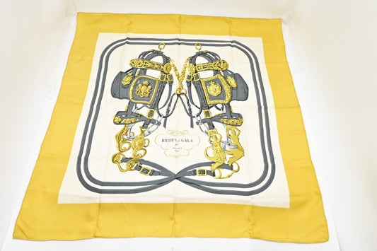 Hermes 'Brides De Gala' Carre In Yellow Silk Travel Bag