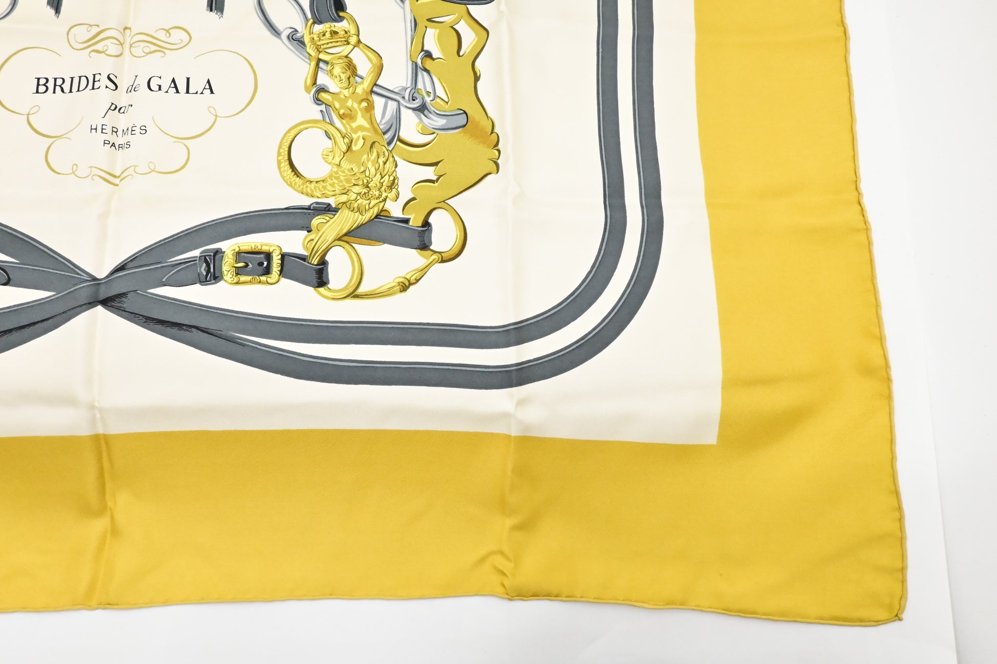 Hermes 'Brides De Gala' Carre In Yellow Silk Travel Bag