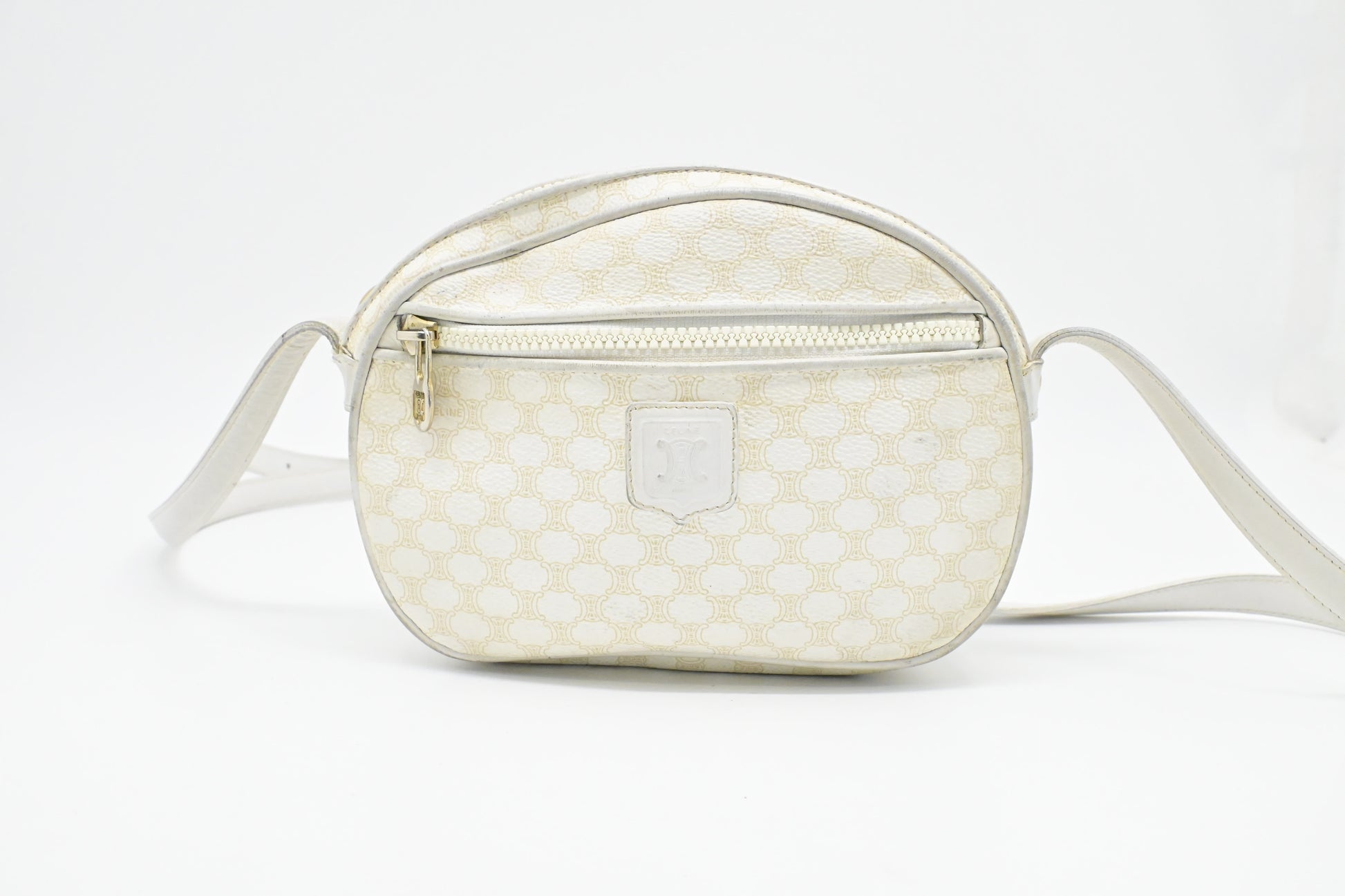 Celine Crossbody In Macadam Handbag Canvas White Crossbody Bag