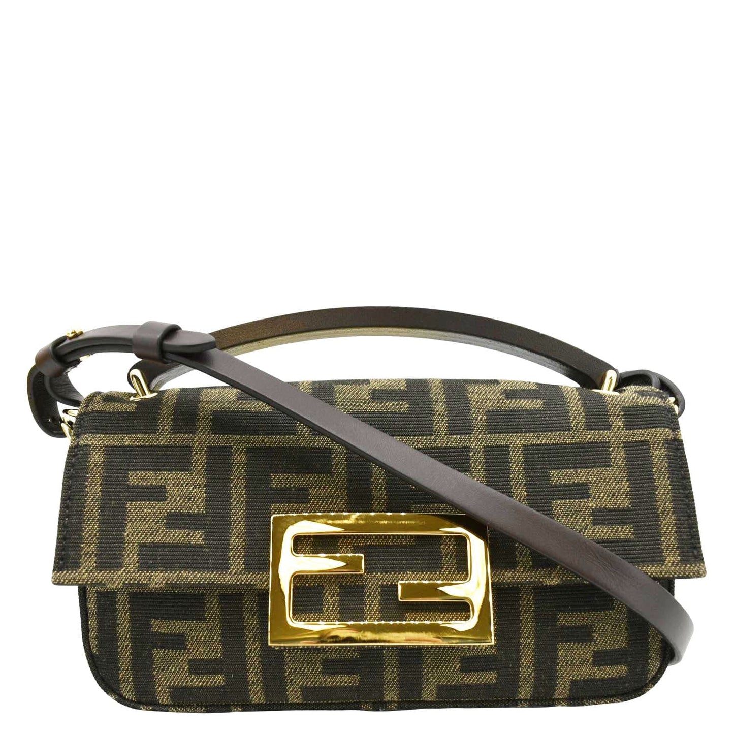 Fendi Baguette Zucca Shoulder Bag Canvas Brown Mini