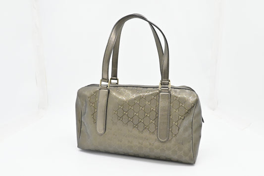 Gucci Boston Pewter Imprime Canvas Travel Bag