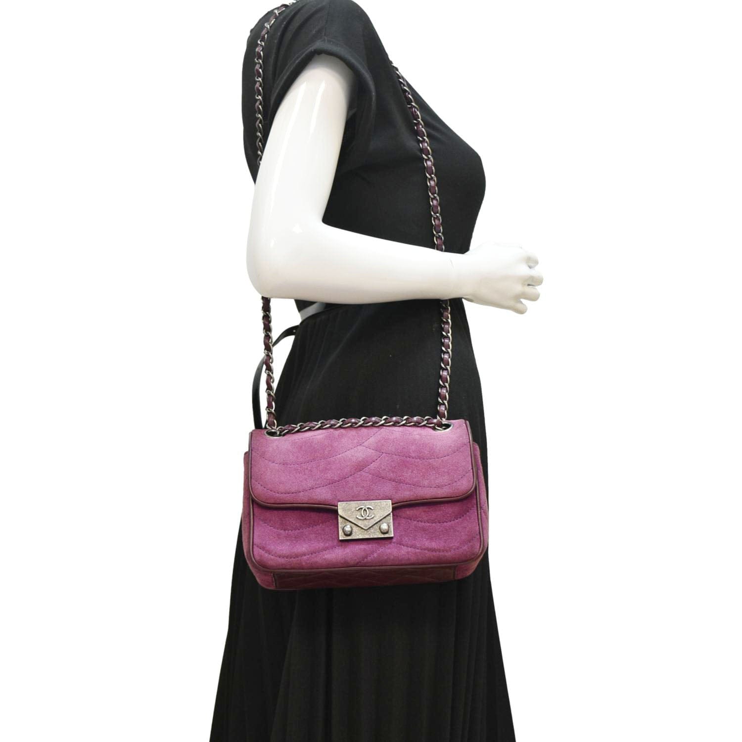 Chanel Pagoda Flap Suede Purple Leather Travel Bag