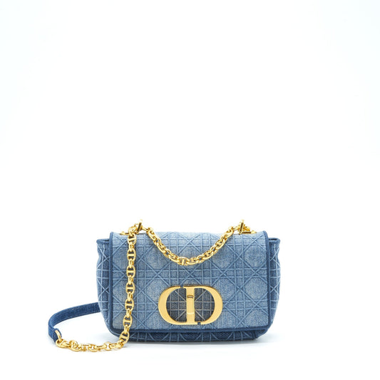 Dior Caro Purse Handbag Denim Blue Travel Bag