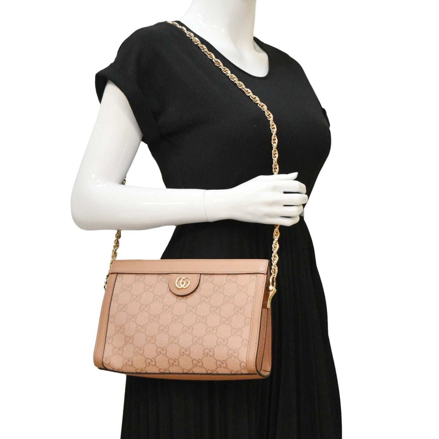 Gucci Ophidia Chain Shoulder Bag Canvas Pink