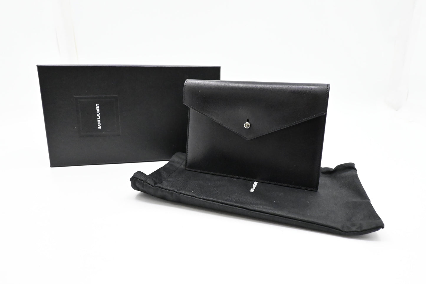 YSL Saint Laurent Envelope In Travel Bag Leather Black