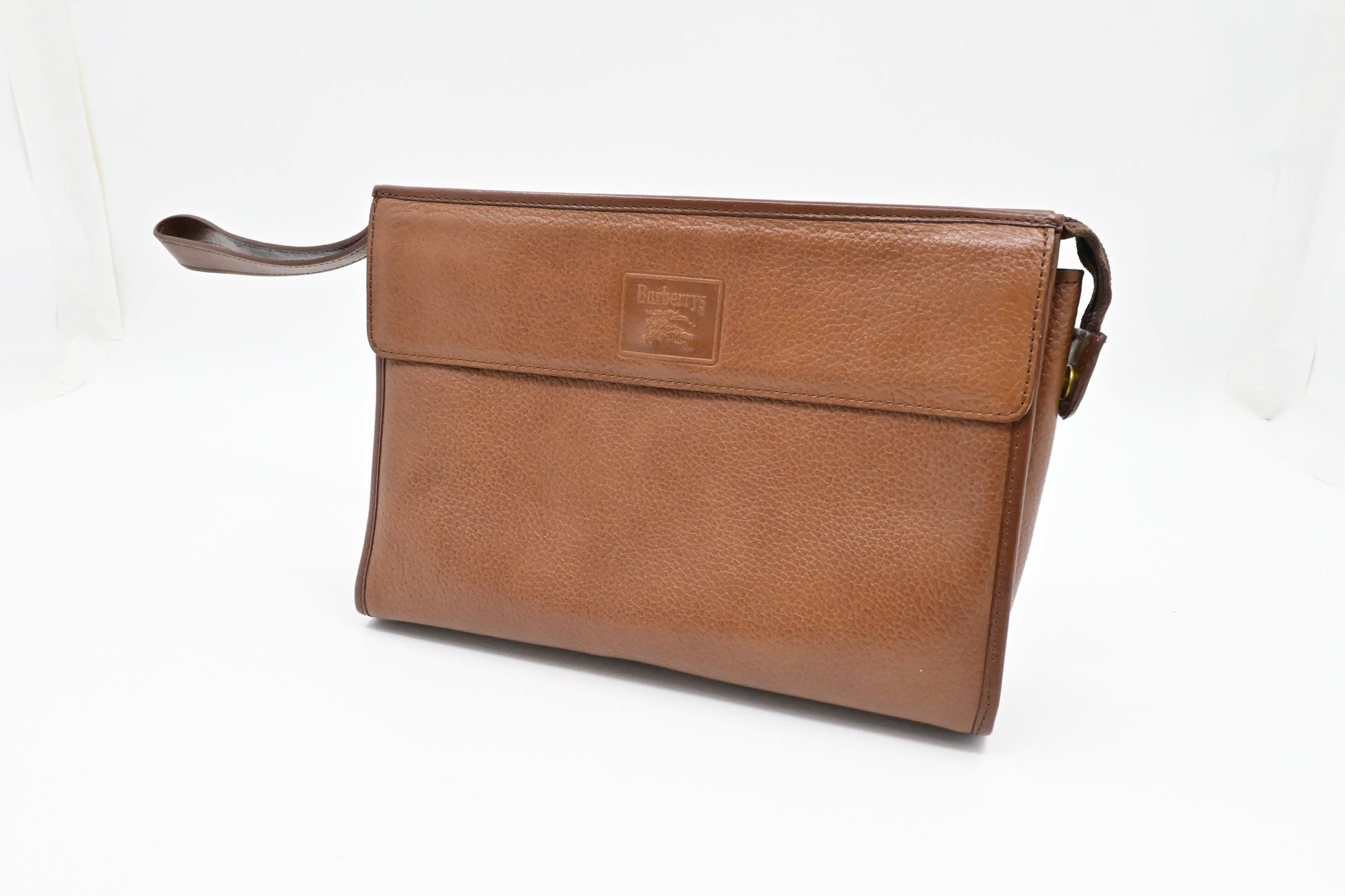 Burberry Wristlet Pouch In Handbag Leather Brown Travel Bag