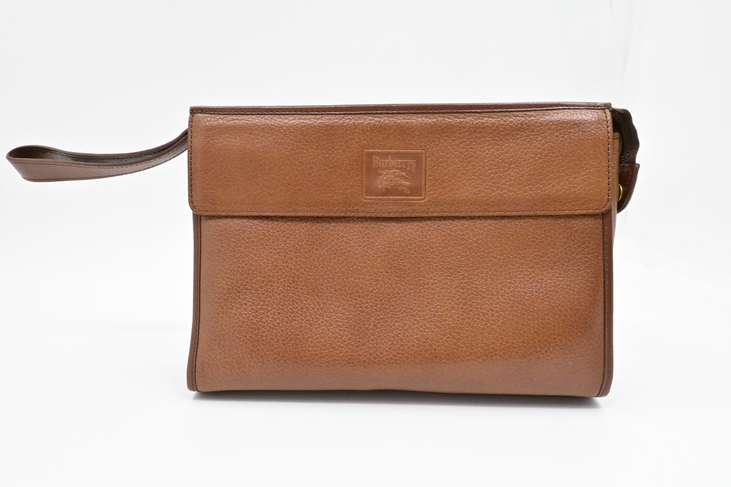 Burberry Wristlet Pouch In Handbag Leather Brown Travel Bag