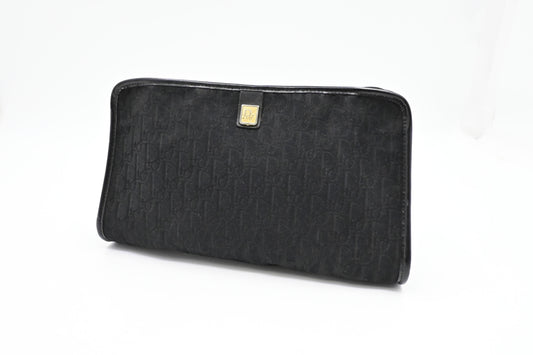 Dior Pouch In Oblique Handbag Canvas Black Travel Bag