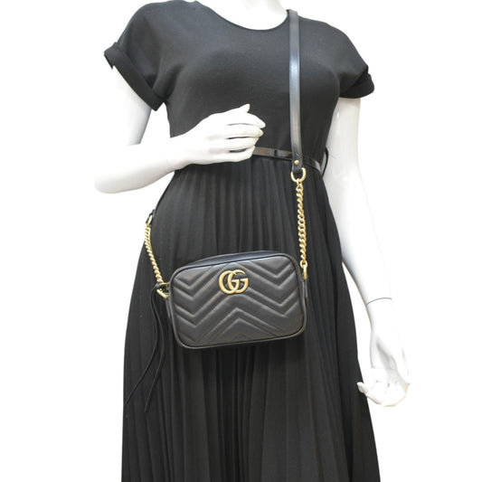 Gucci Marmont Mini Chain Crossbody Bag Leather Matelasse