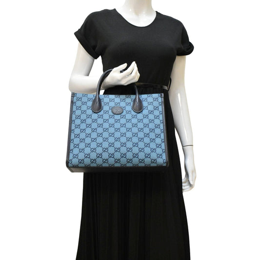 Gucci Interlocking Supreme Tote Bag Canvas Blue