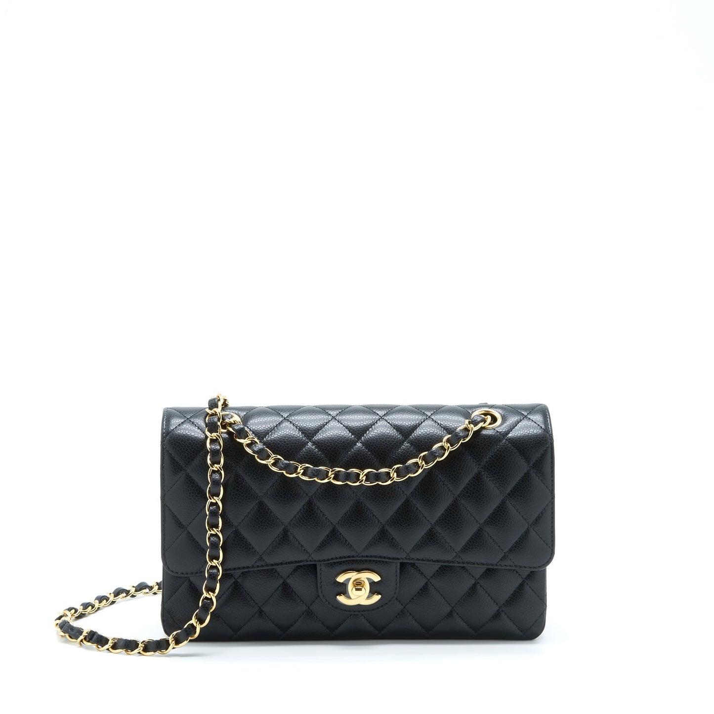 Chanel Classic Double Flap Caviar GHW Microchip Black Shoulder Bag Microchip 1