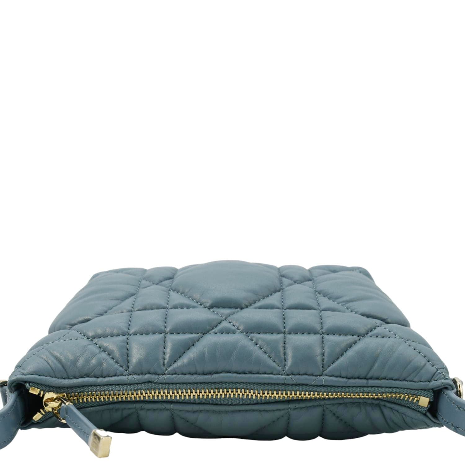 Dior travel Calfskin Macrocannage Clutch Bag Blue