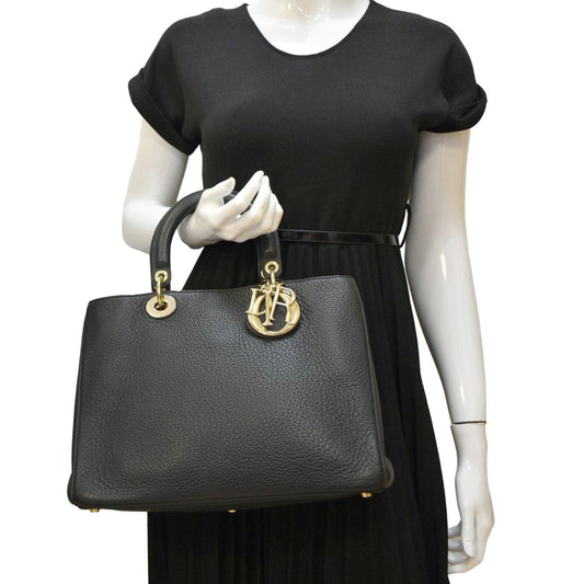 Dior issimo Tote Shoulder Bag Leather Black