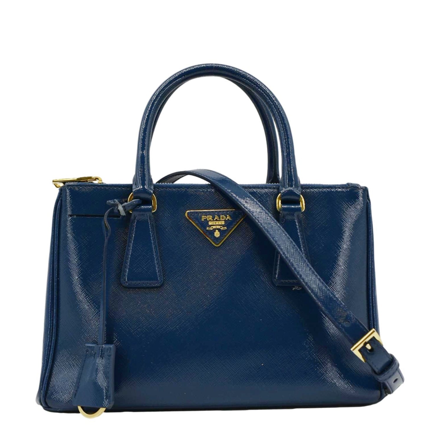 Galleria Double Zip Saffiano Tote Bag Leather Blue