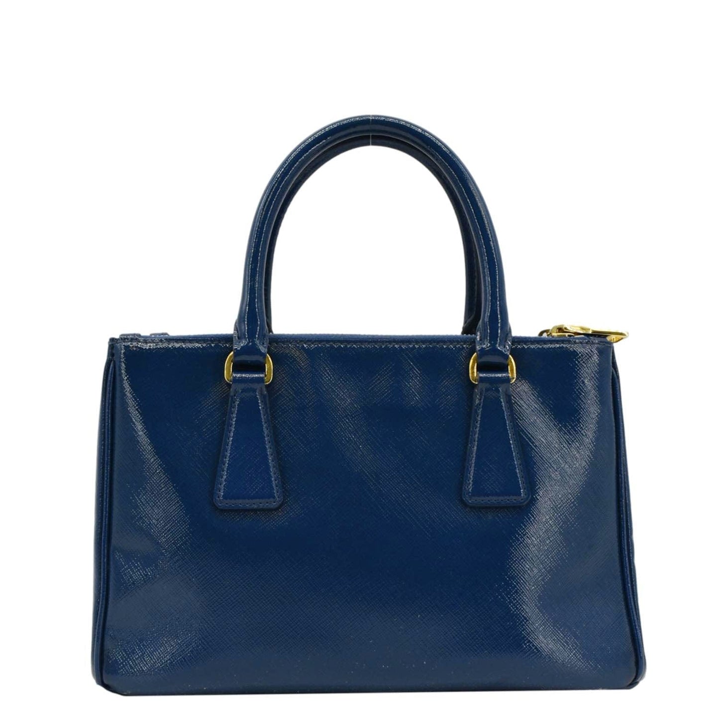 Prada Galleria Double Tote Bag Leather Saffiano Blue Double Zip 1
