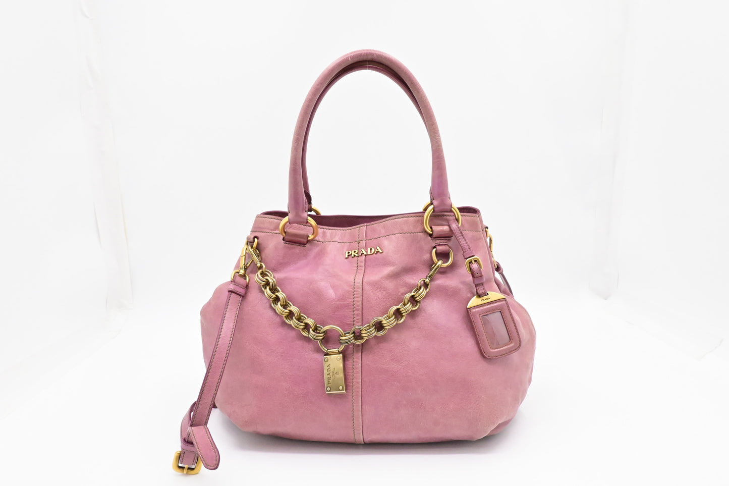 Prada Way Bag In Leather Pink Travel Bag