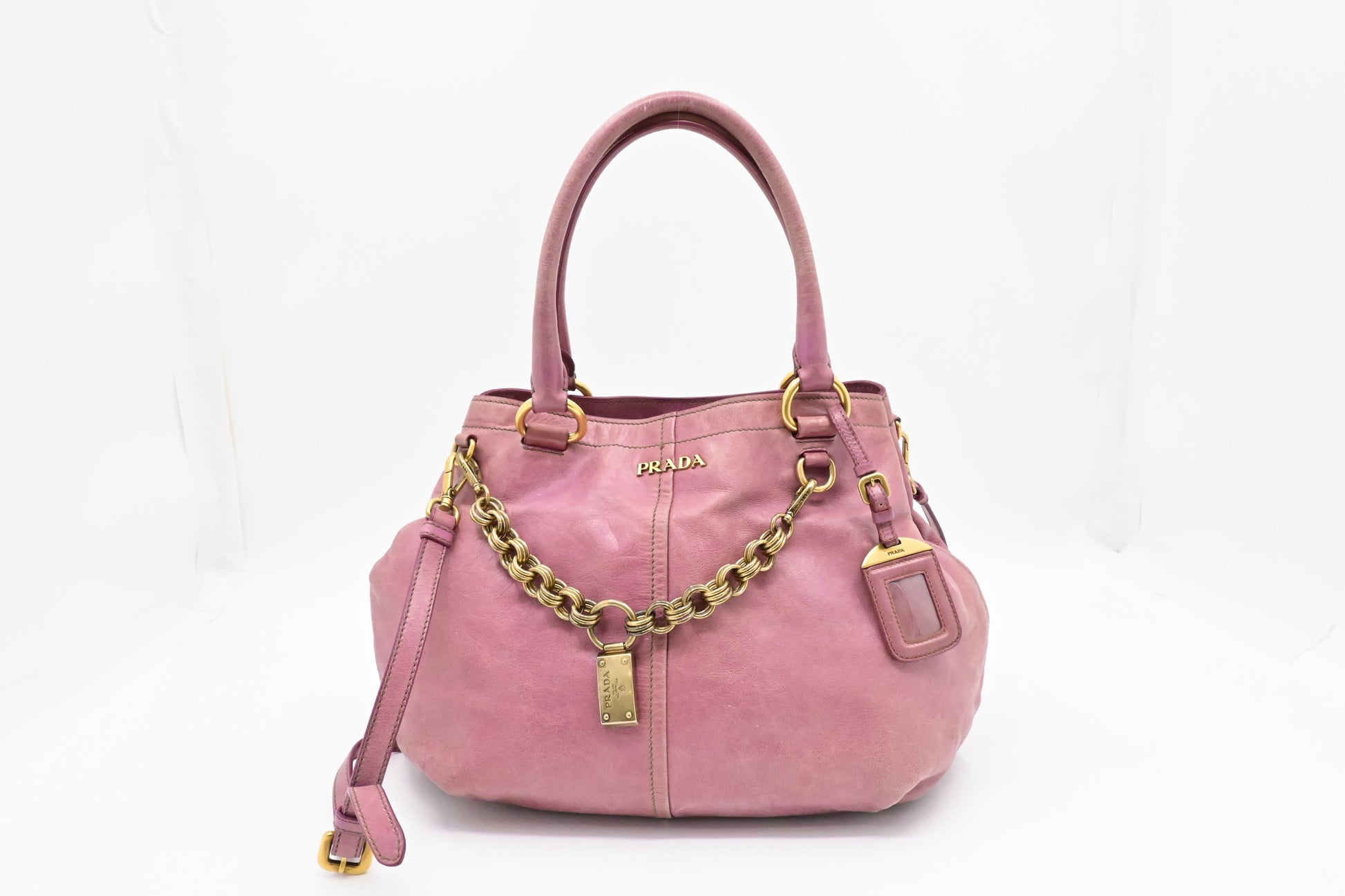 Prada Way Bag In Leather Pink Travel Bag