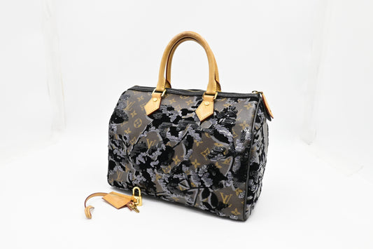 Louis Vuitton Speedy 30 Fleur de Jais Monogram Canvas Handbag