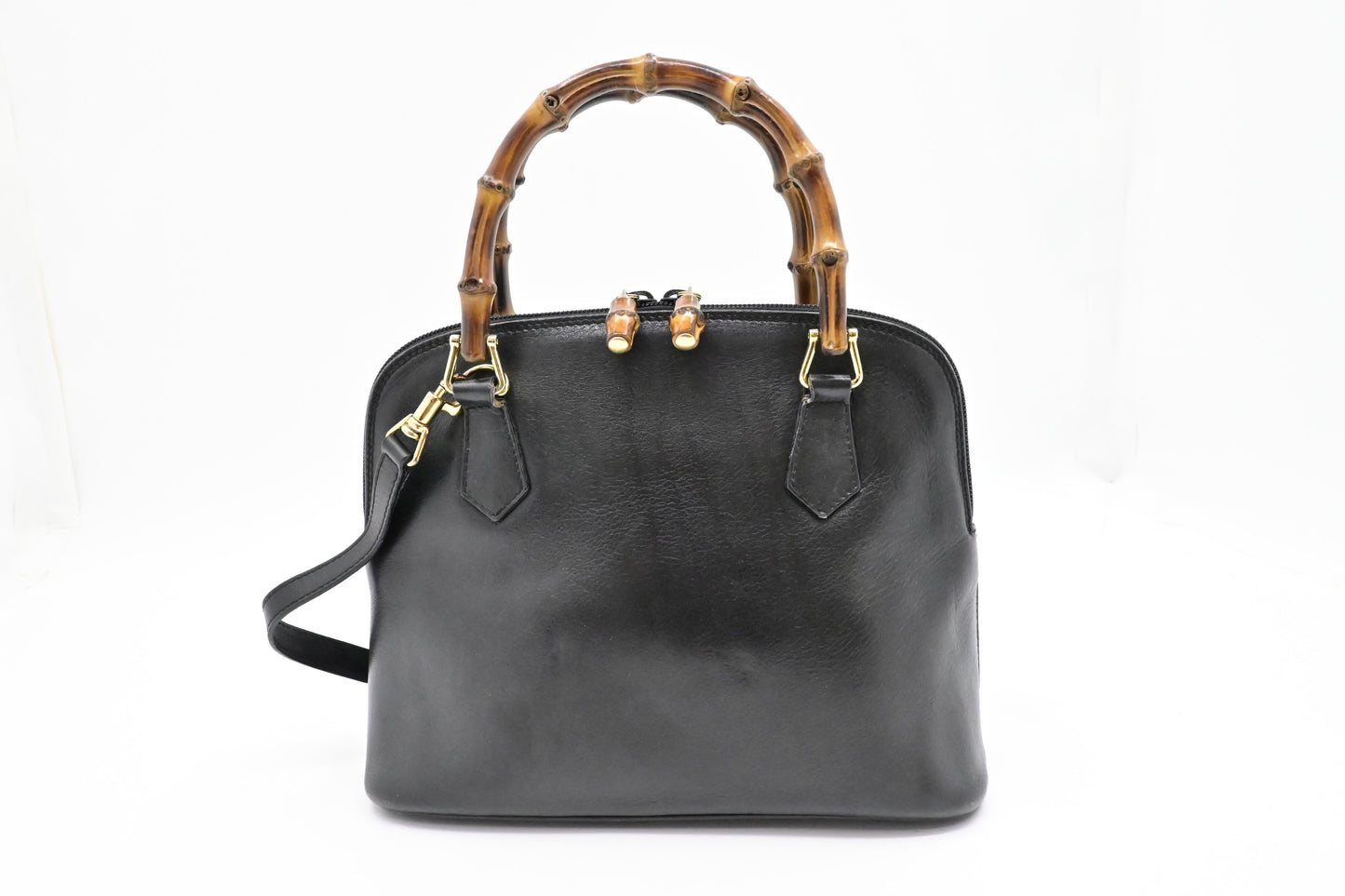Gucci Bamboo 2-Way Leather Black Handbag