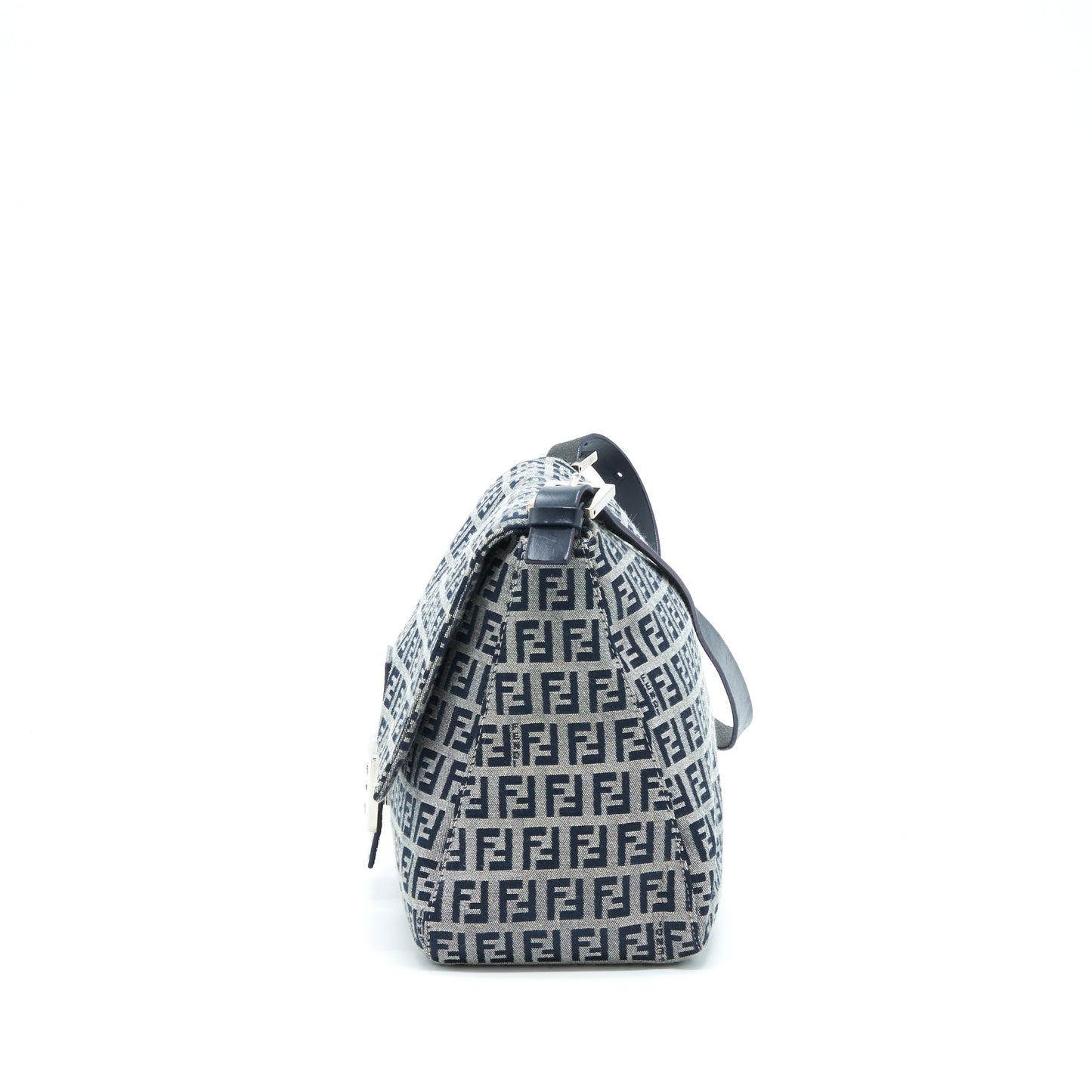 Fendi Baguette Should Purse Fabric Grey Black Gray Shoulder Bag