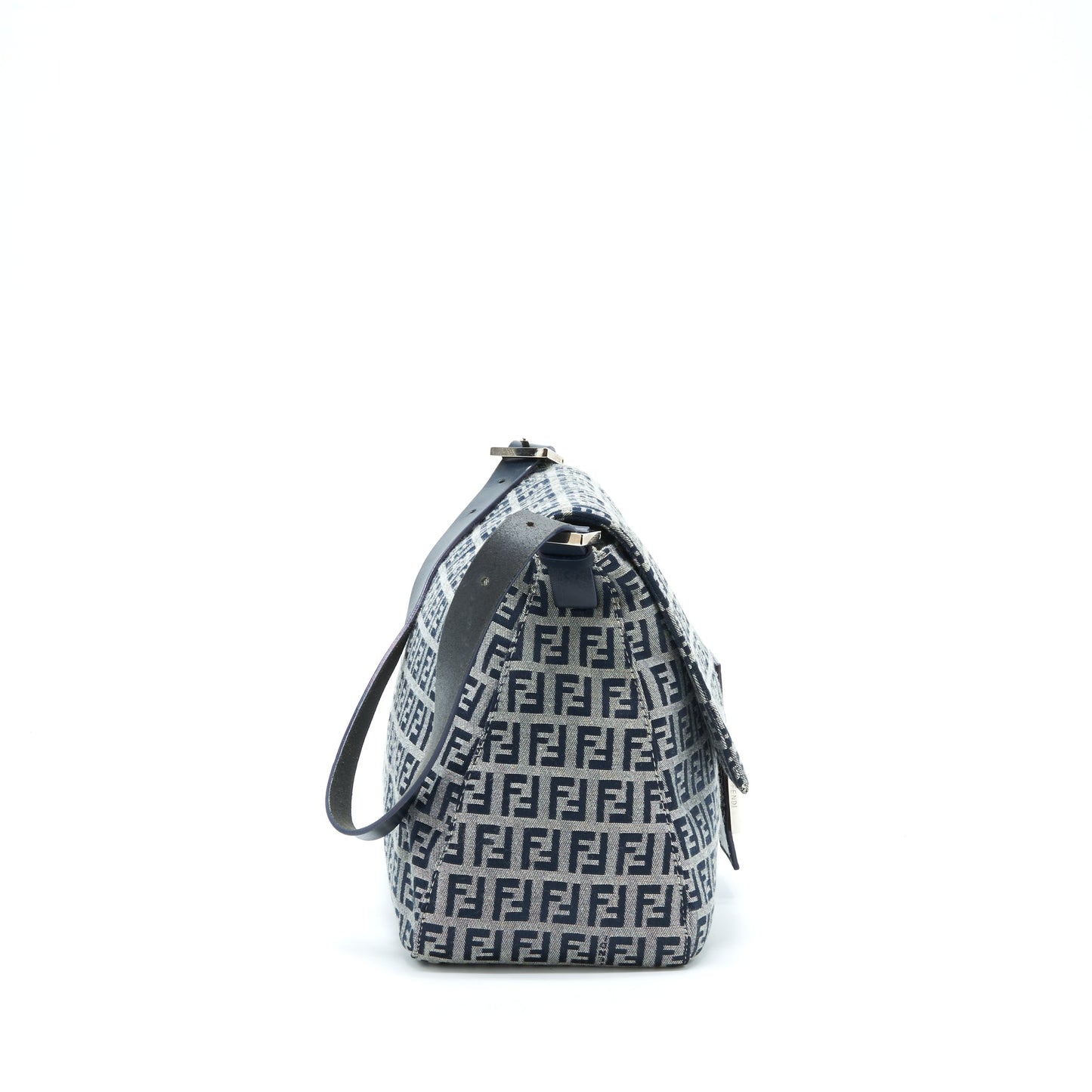 Fendi Baguette Should Purse Fabric Grey Black Gray Shoulder Bag