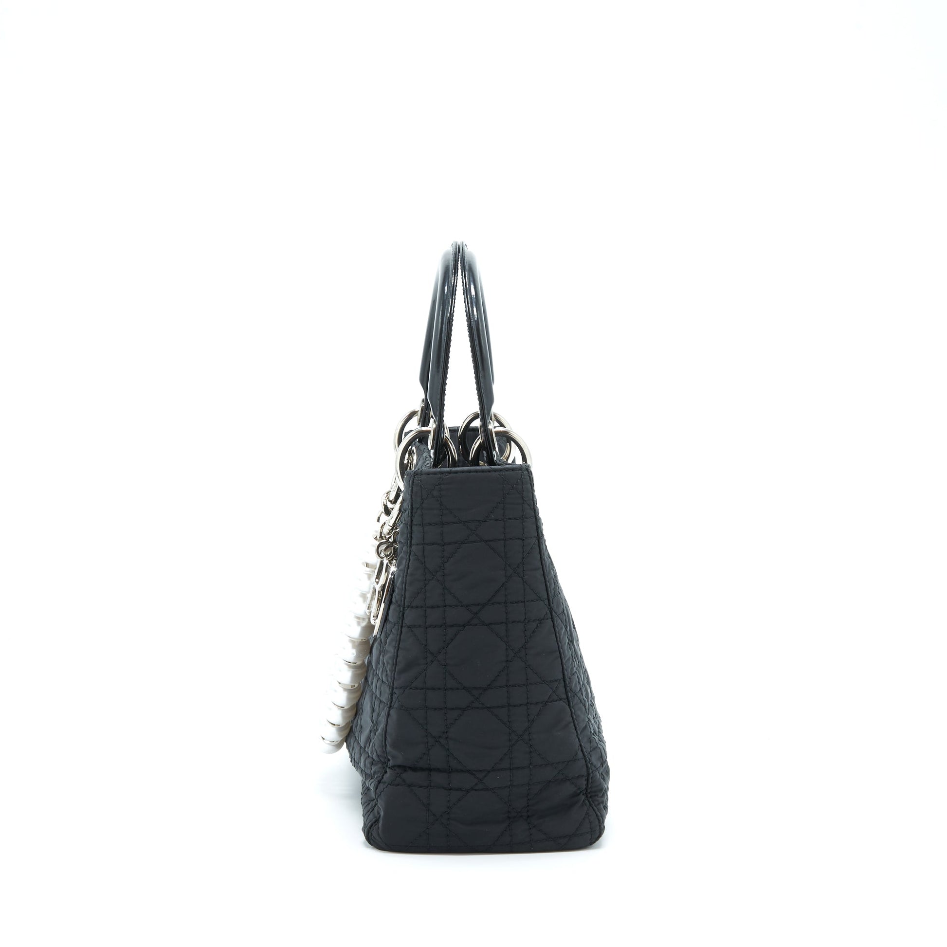 Dior Lady Fabric Handbag Nylon Black Travel Bag