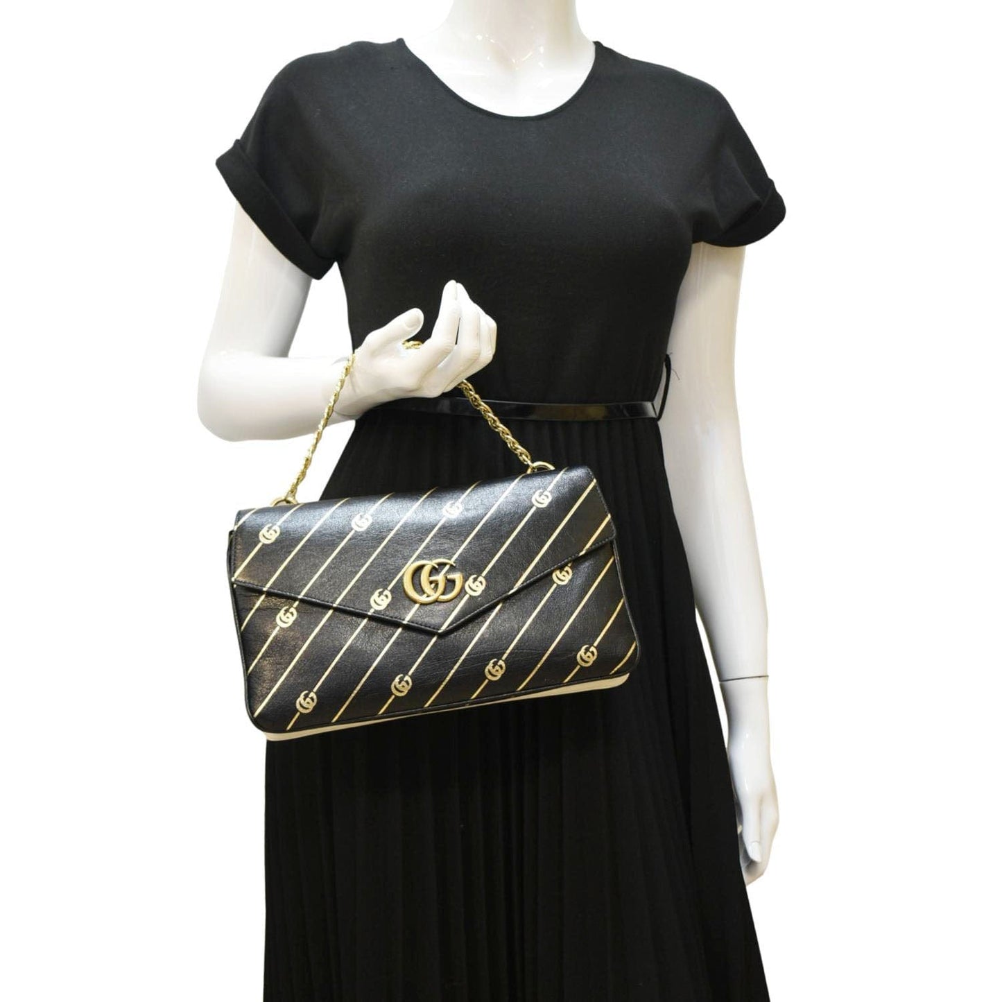 Gucci Thiara Medium Double Smooth Satchel Bag Leather Black Travel Bag