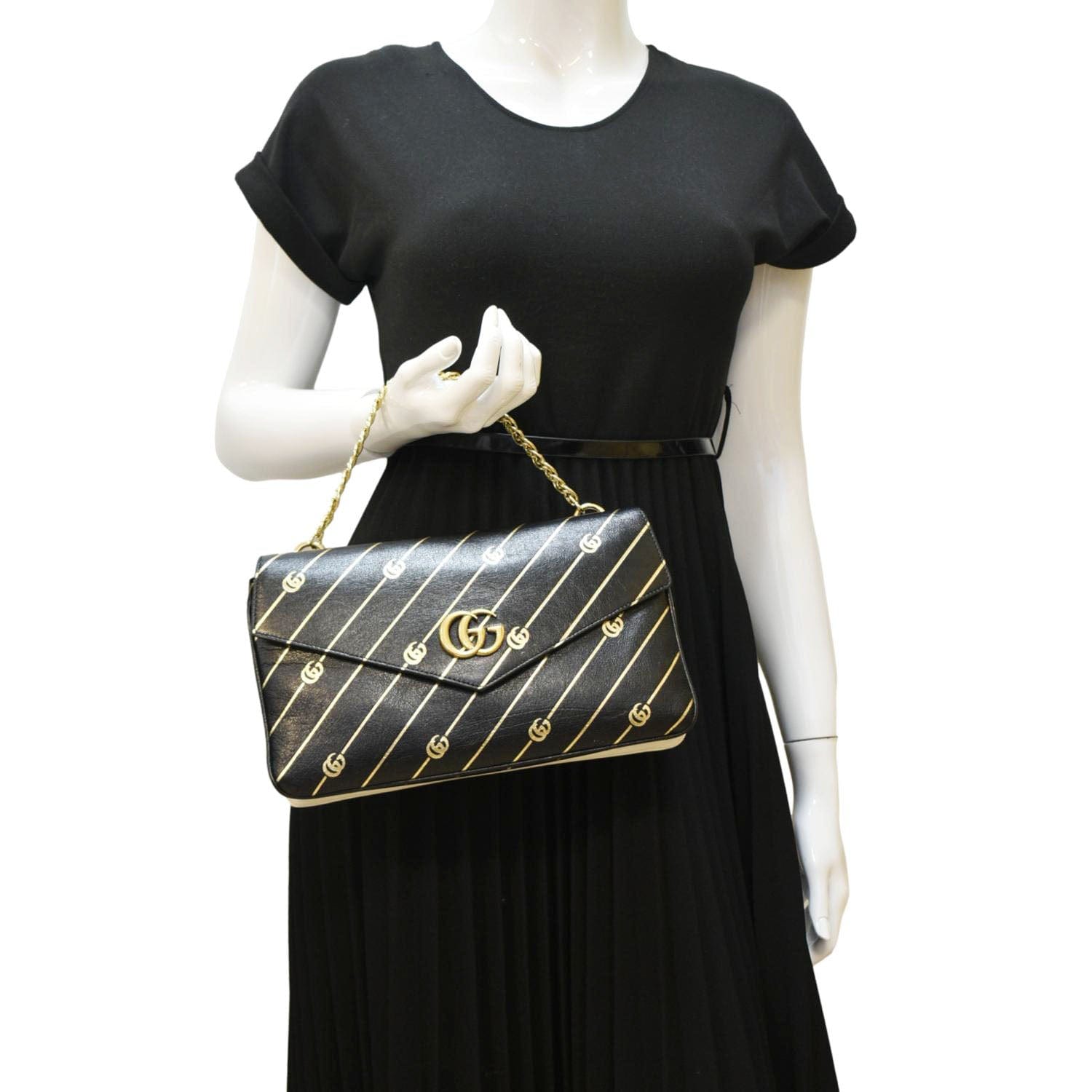 Gucci Thiara Medium Double Smooth Satchel Bag Leather Black Travel Bag