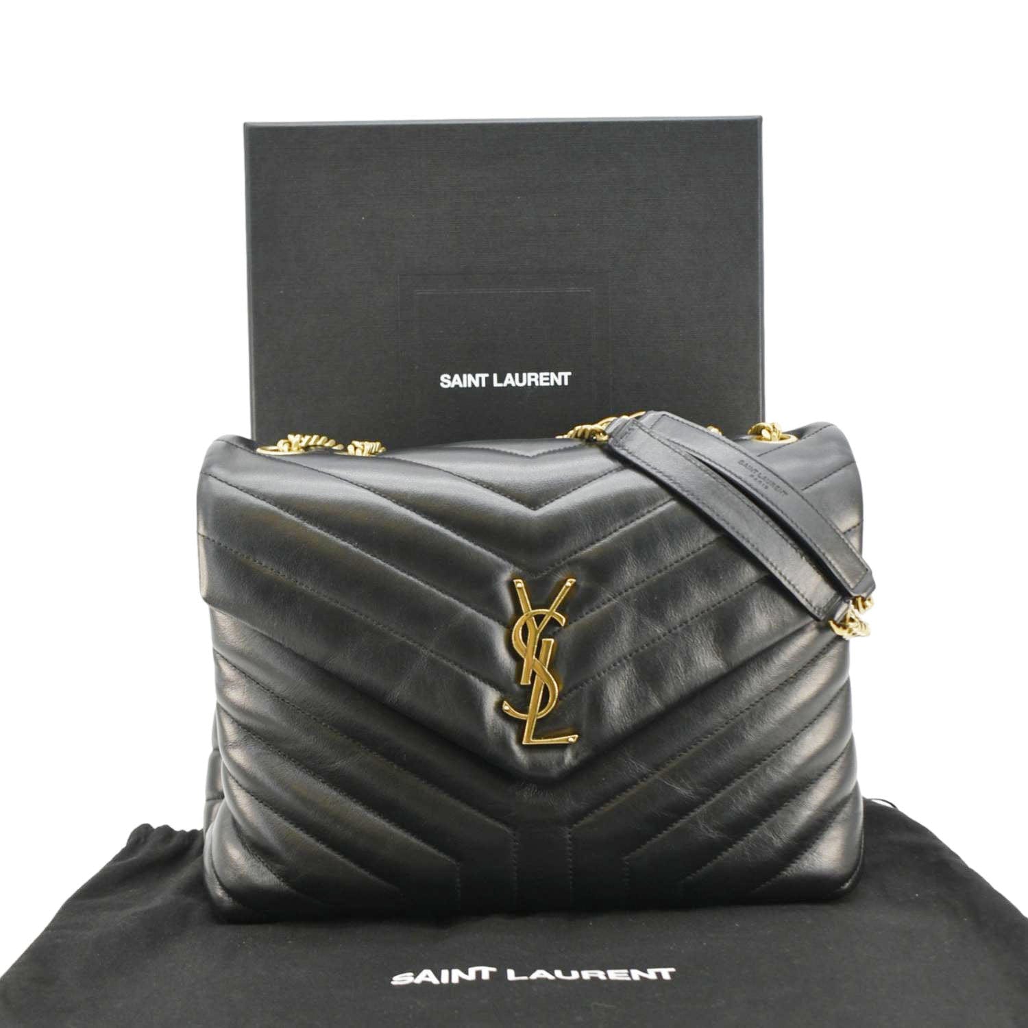 YSL Saint Laurent Yves Loulou Crossbody Bag Leather Quilted Black Laurent Medium Loulou