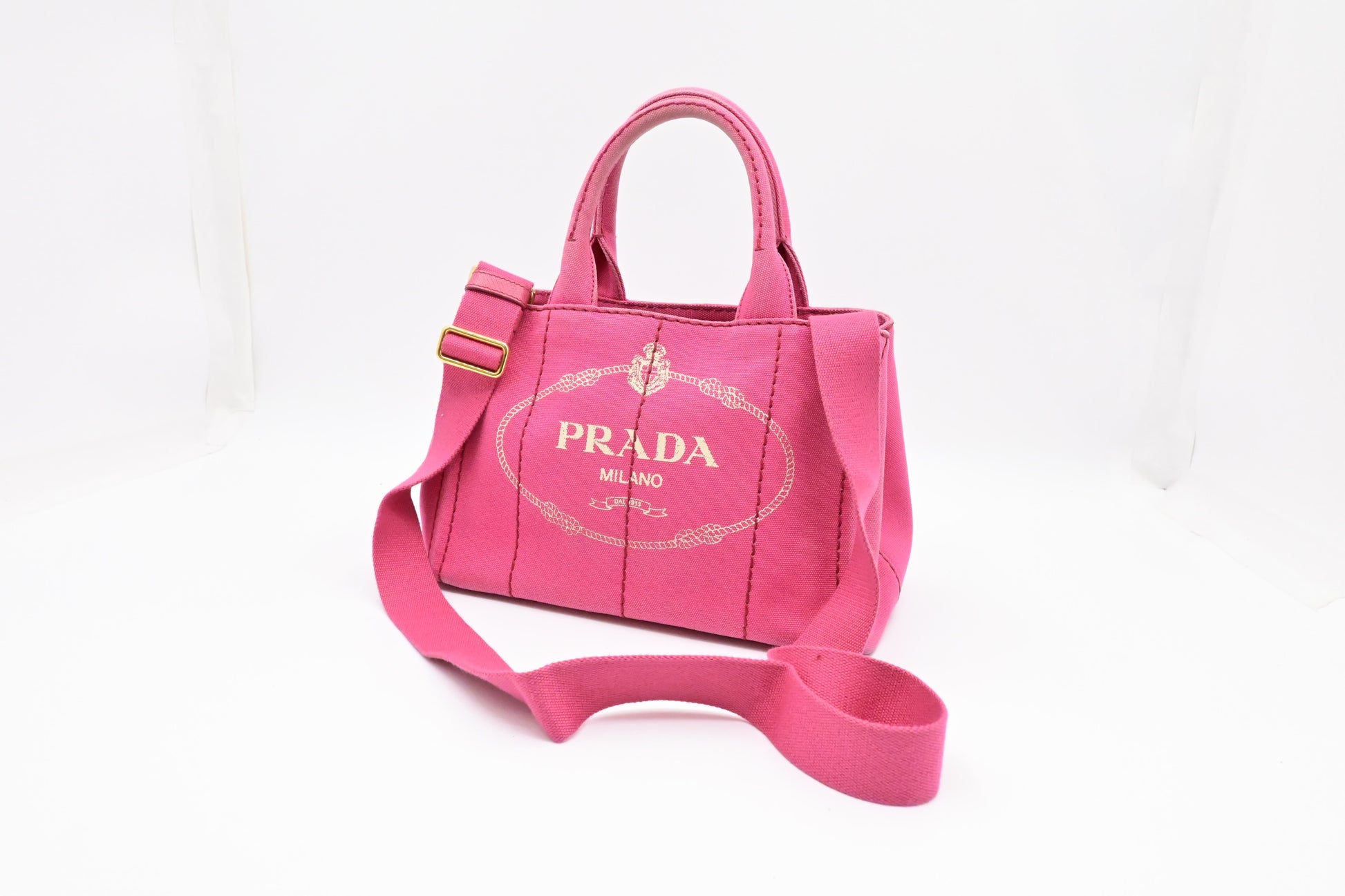 Prada Canapa Tote Pm In Handbag Canvas Pink Tote Bag