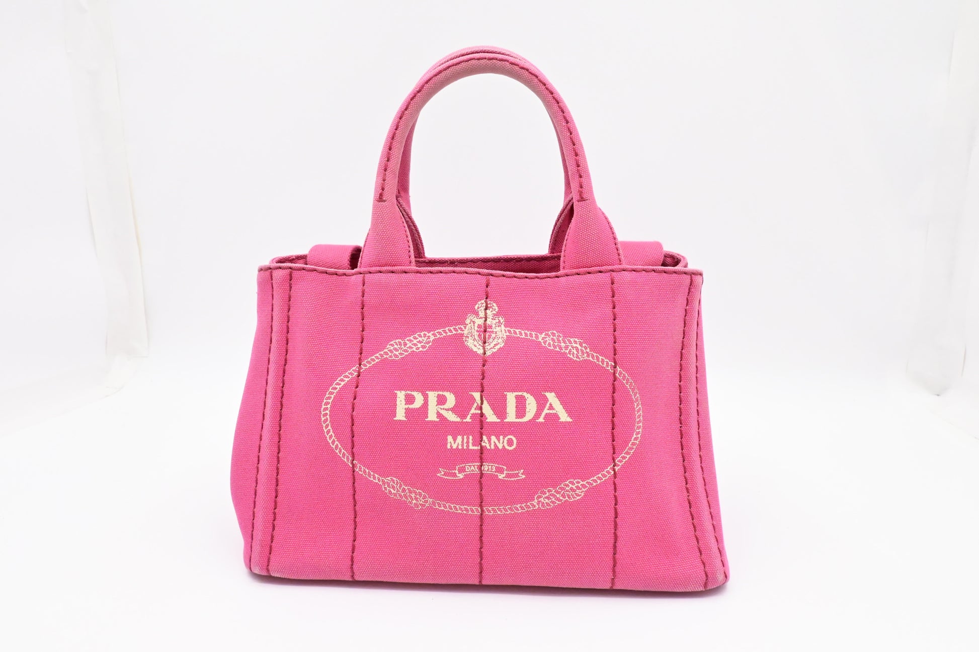 Prada Canapa Tote Pm In Handbag Canvas Pink Tote Bag