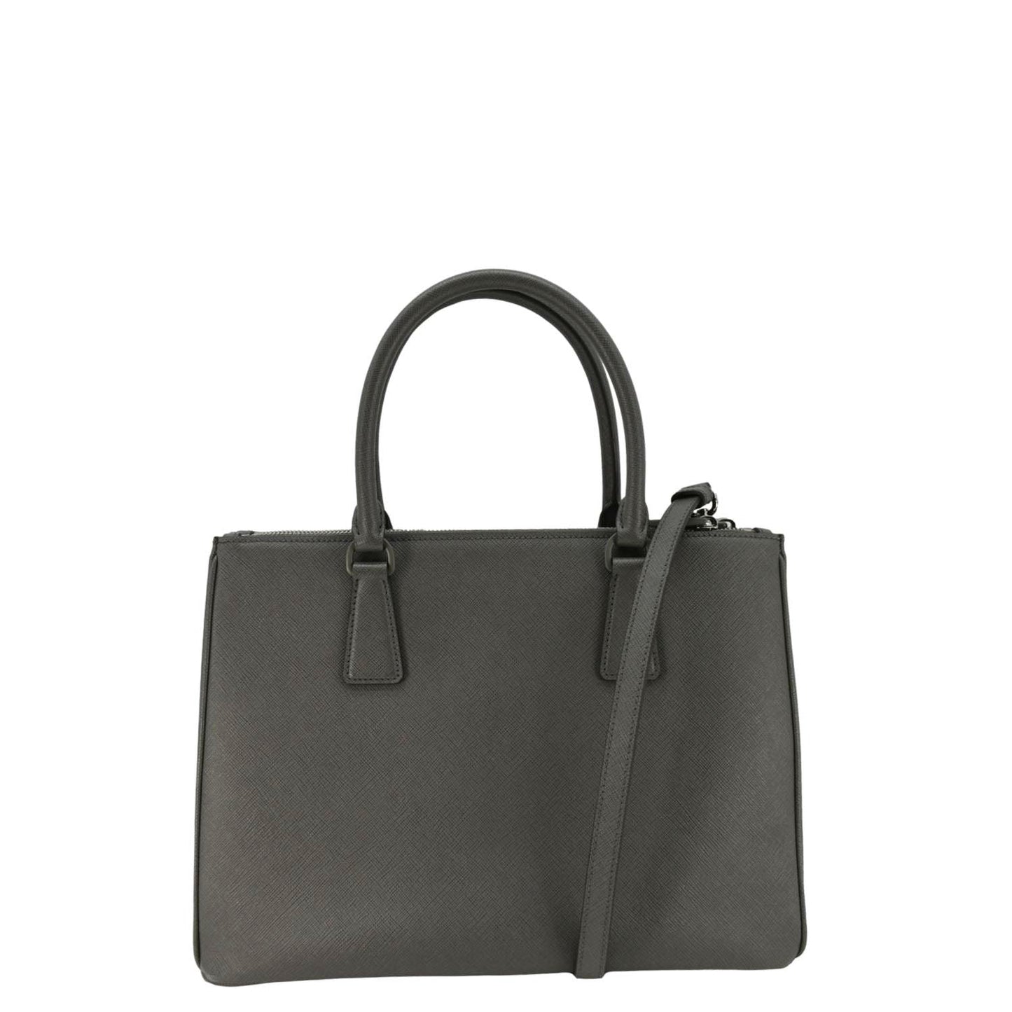 Prada Galleria Double Tote Bag Leather Saffiano Gray