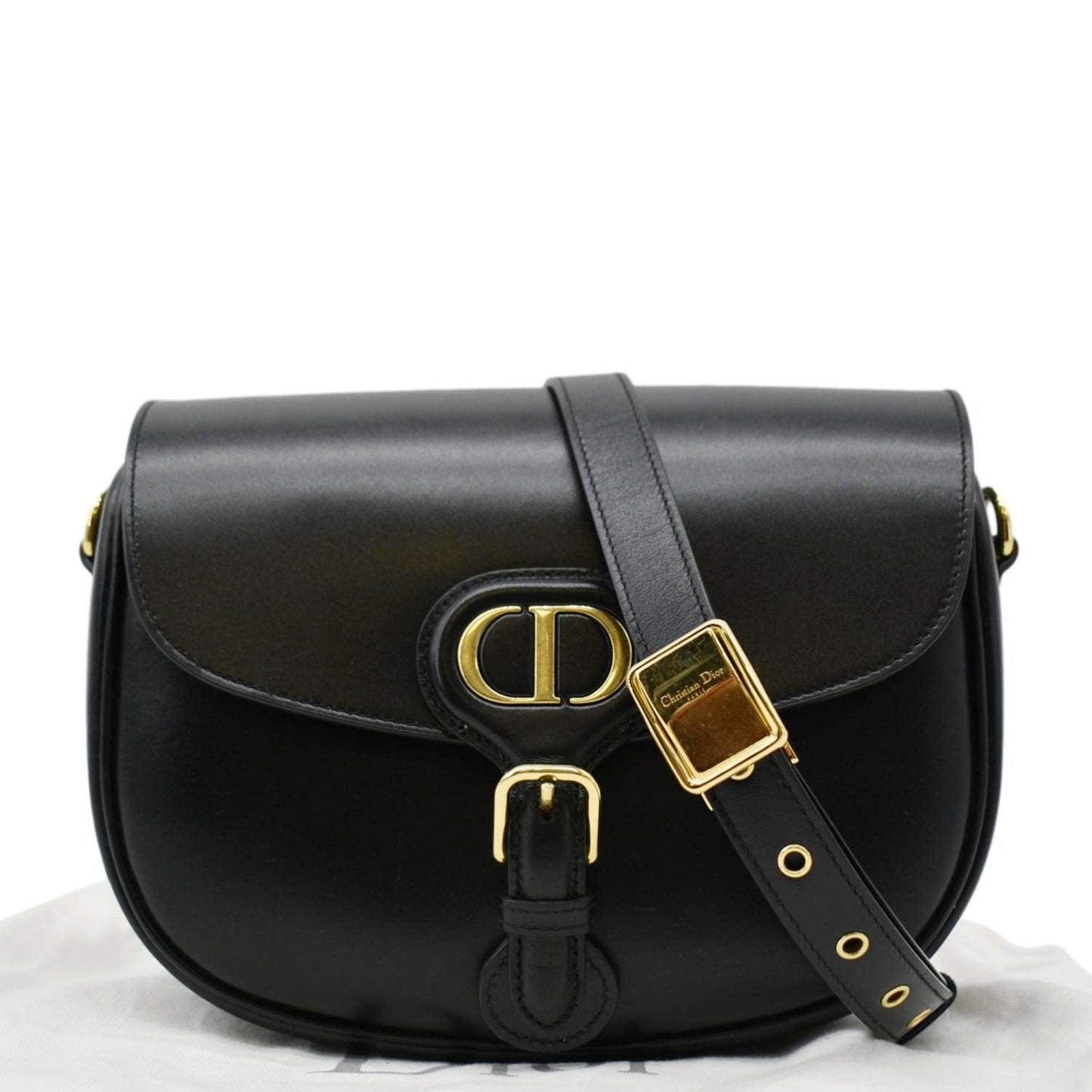 Dior Bobby Calfskin Shoulder Bag Leather Black Medium