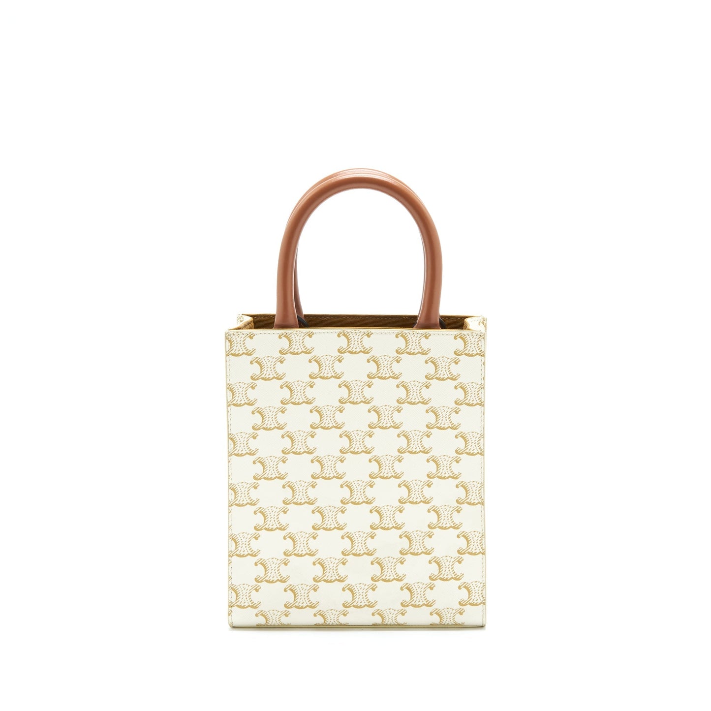 Celine Vertical Tote Cabas In Triomphe Calfskin Handbag Canvas White Tote Bag