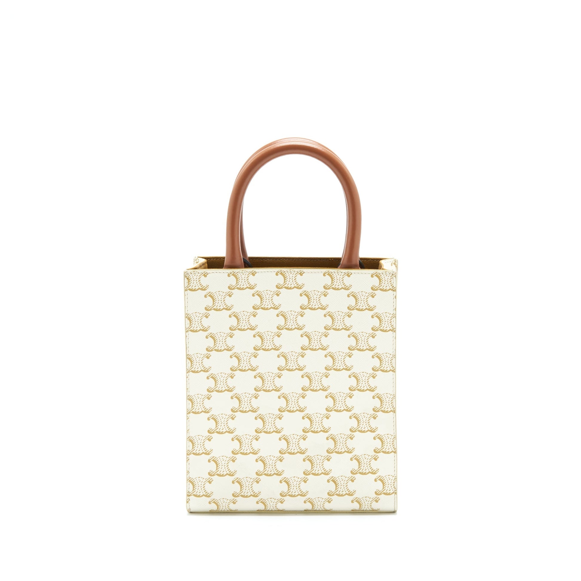 Celine Vertical Tote Cabas In Triomphe Calfskin Handbag Canvas White Tote Bag