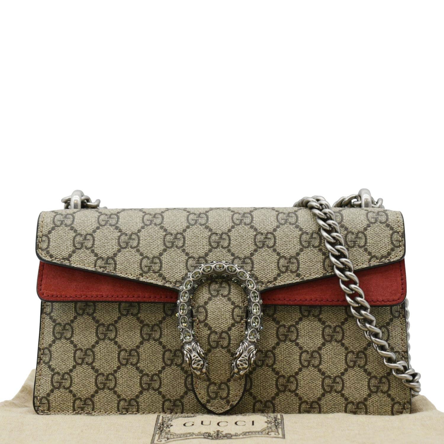 Gucci Dionysus Small Rectangular Supreme Shoulder Bag Canvas Beige