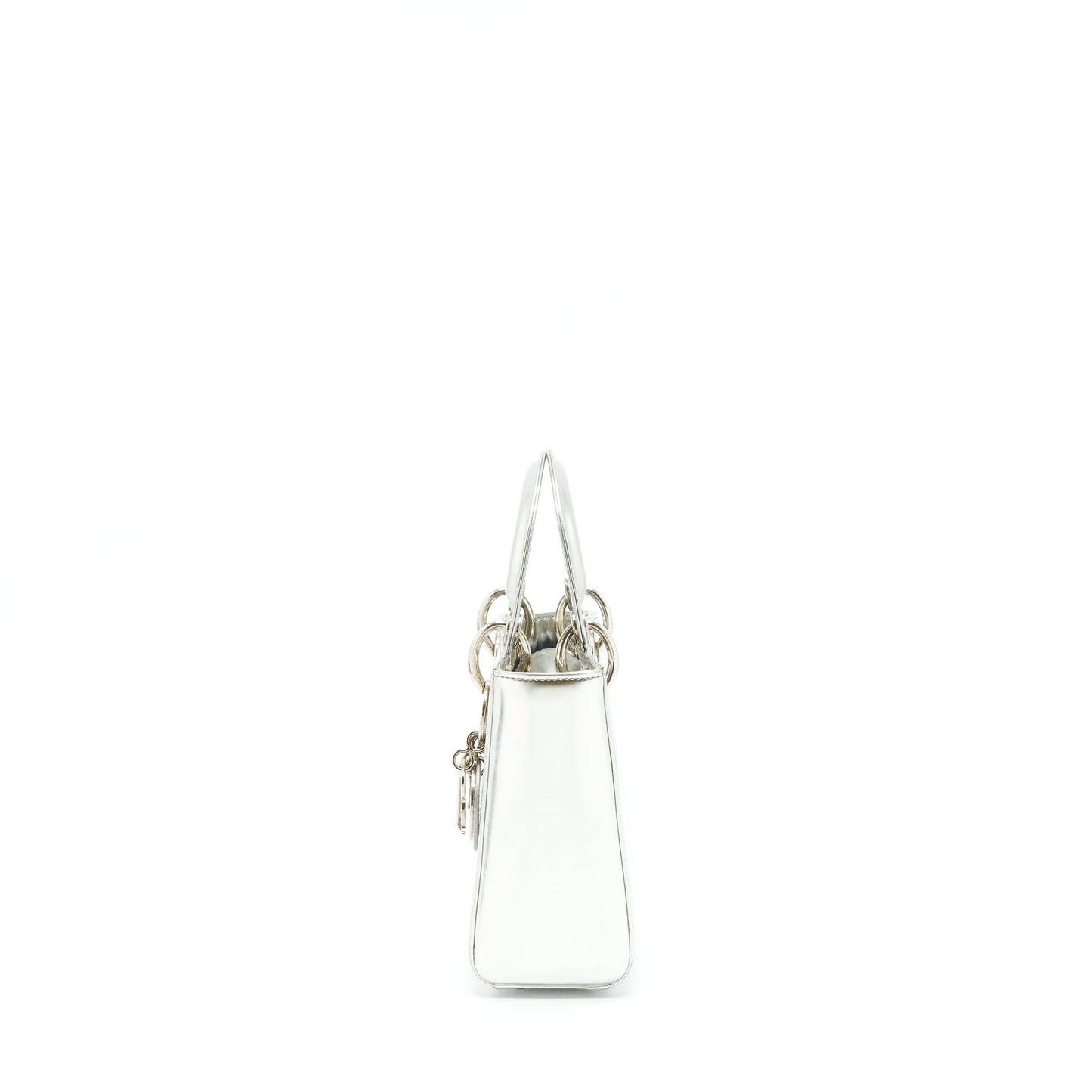 Dior Lady Metallic Handbag Silver Mini Travel Bag
