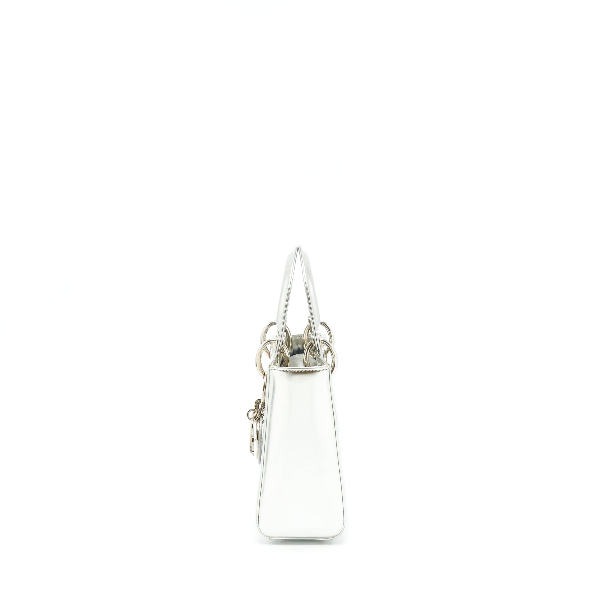 Dior Lady Metallic Handbag Silver Mini Travel Bag