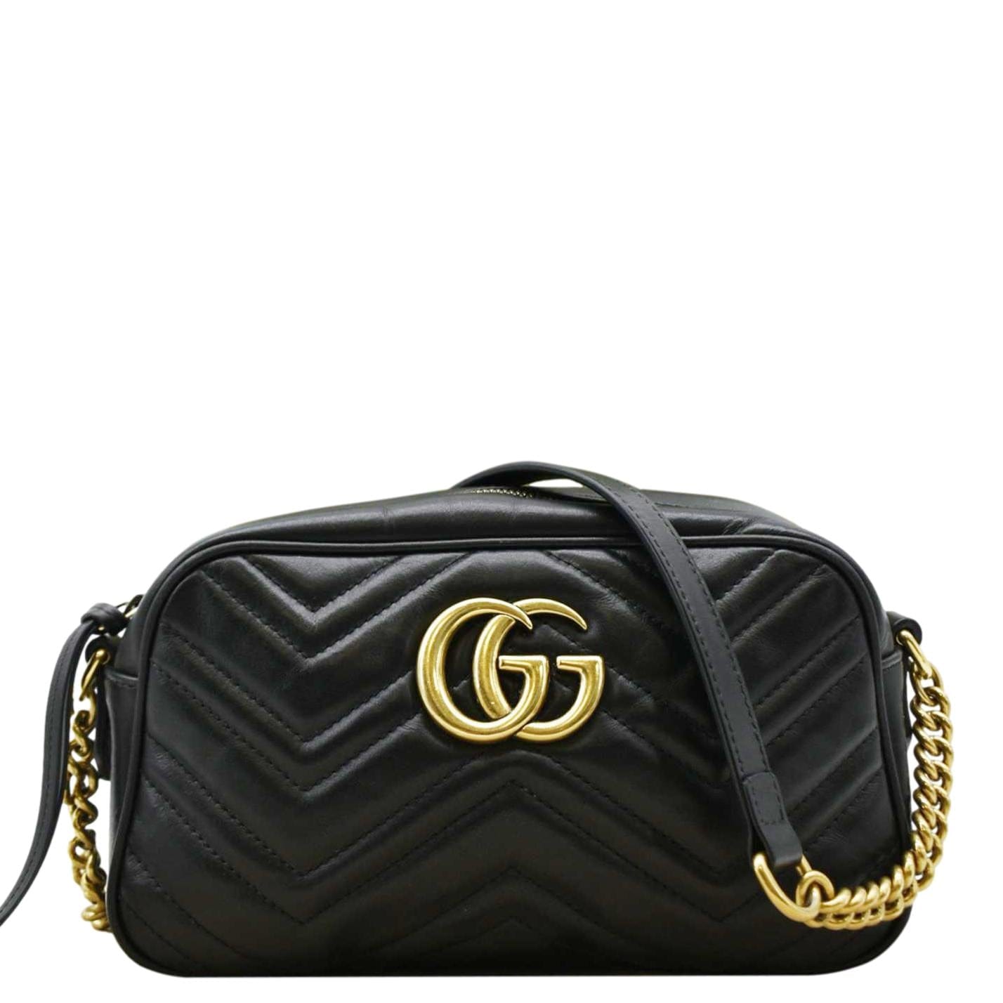 Gucci Marmont Small Chevron Crossbody Camera Bag Leather Matelasse Crossbody Bag
