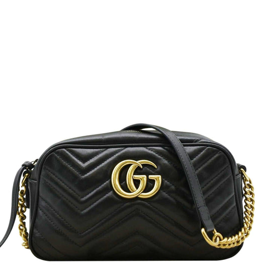 Gucci Marmont Small Chevron Crossbody Camera Bag Leather Matelasse Crossbody Bag